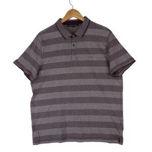 Michael Kors Polo Shirt Mens Large Purple Striped Casual Golf Short Sleeve